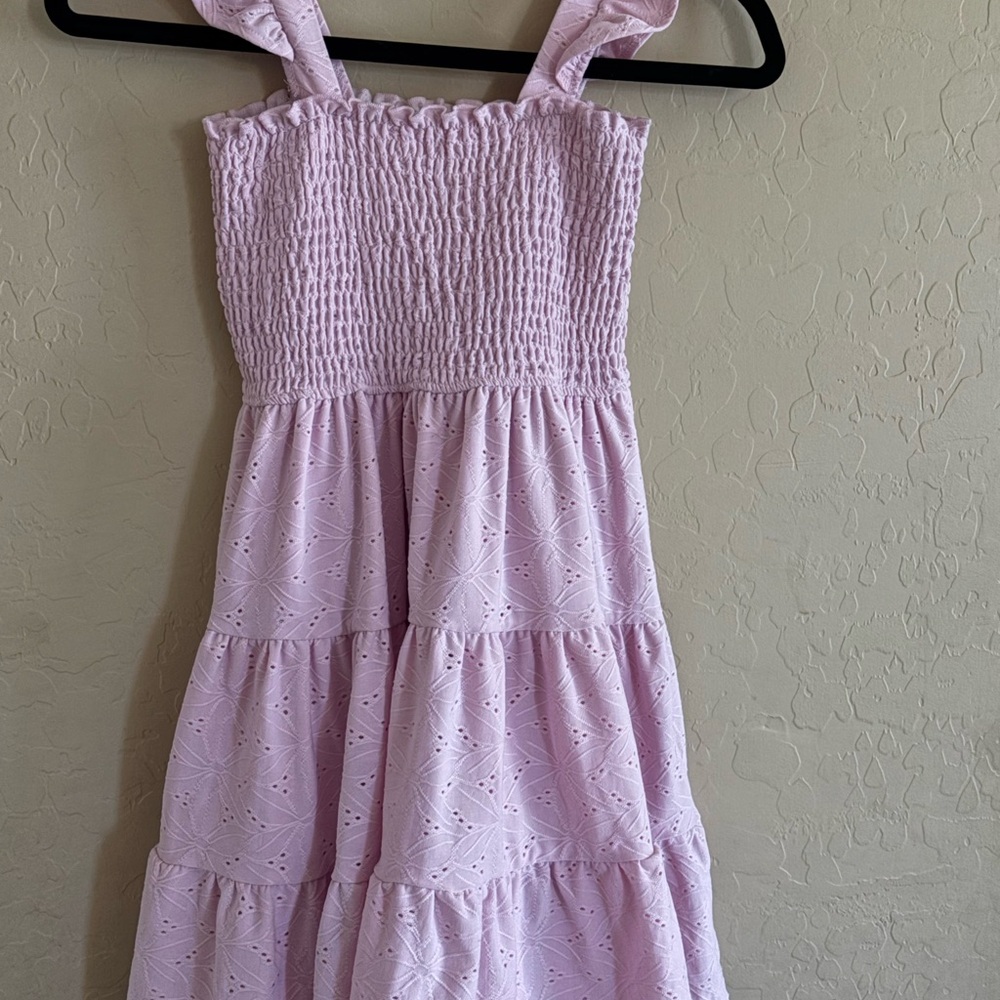 Girls Lilac Smocked Sleeveless Dress 5-6